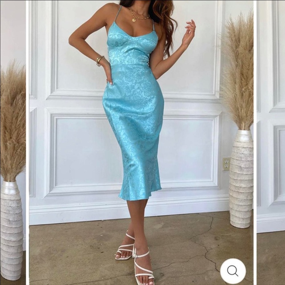 Light Blue Floral Midi Dress